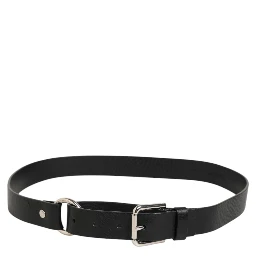 Black Leather Classic Metal Logo Buckle Belt