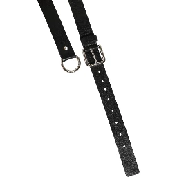 Black Leather Classic Metal Logo Buckle Belt