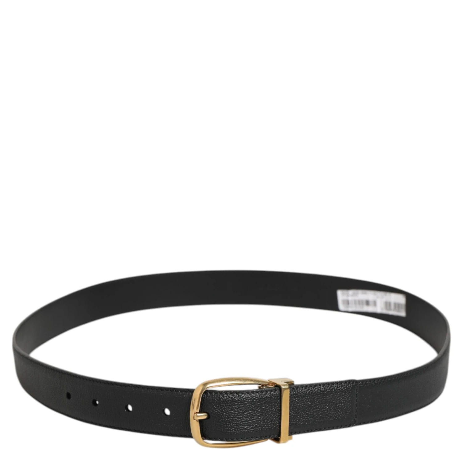 Black Leather Classic Metal Logo Buckle Belt