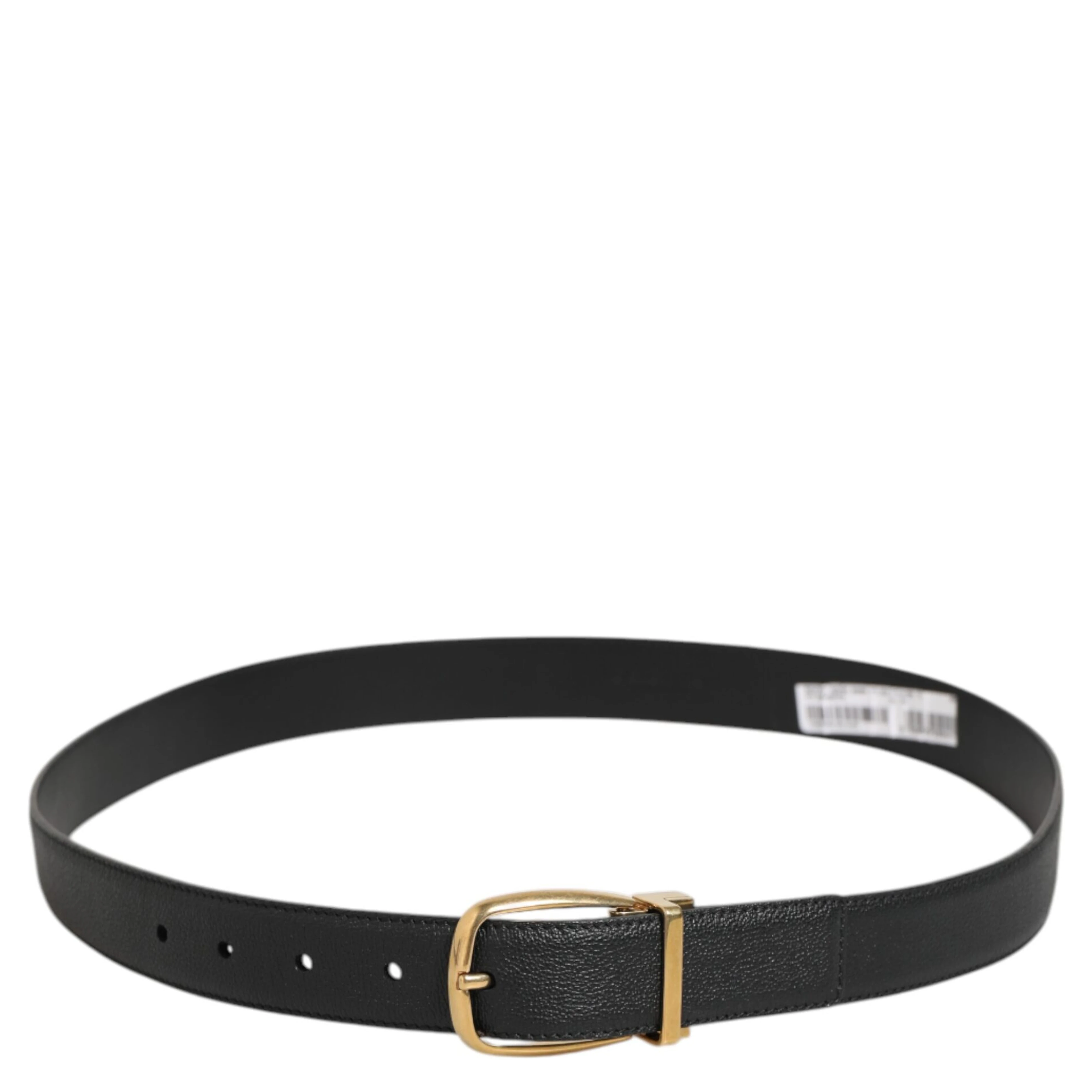 Black Leather Classic Metal Logo Buckle Belt