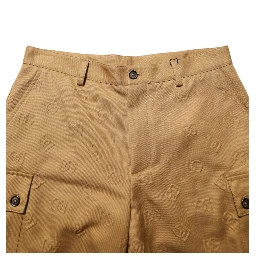 Brown Cotton Stretch Logo CargoBermuda Shorts