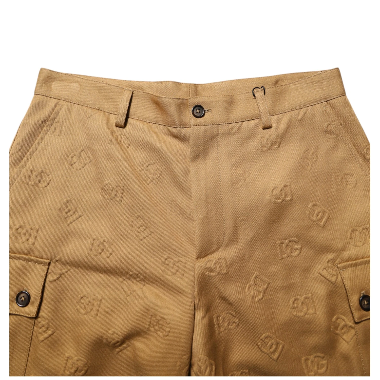 Brown Cotton Stretch Logo CargoBermuda Shorts