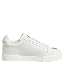 White DG Leather Low Top Sneakers Shoes