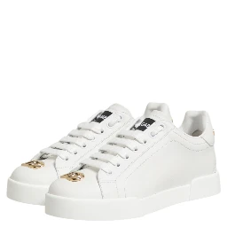 White DG Leather Low Top Sneakers Shoes