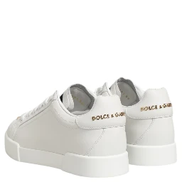 White DG Leather Low Top Sneakers Shoes