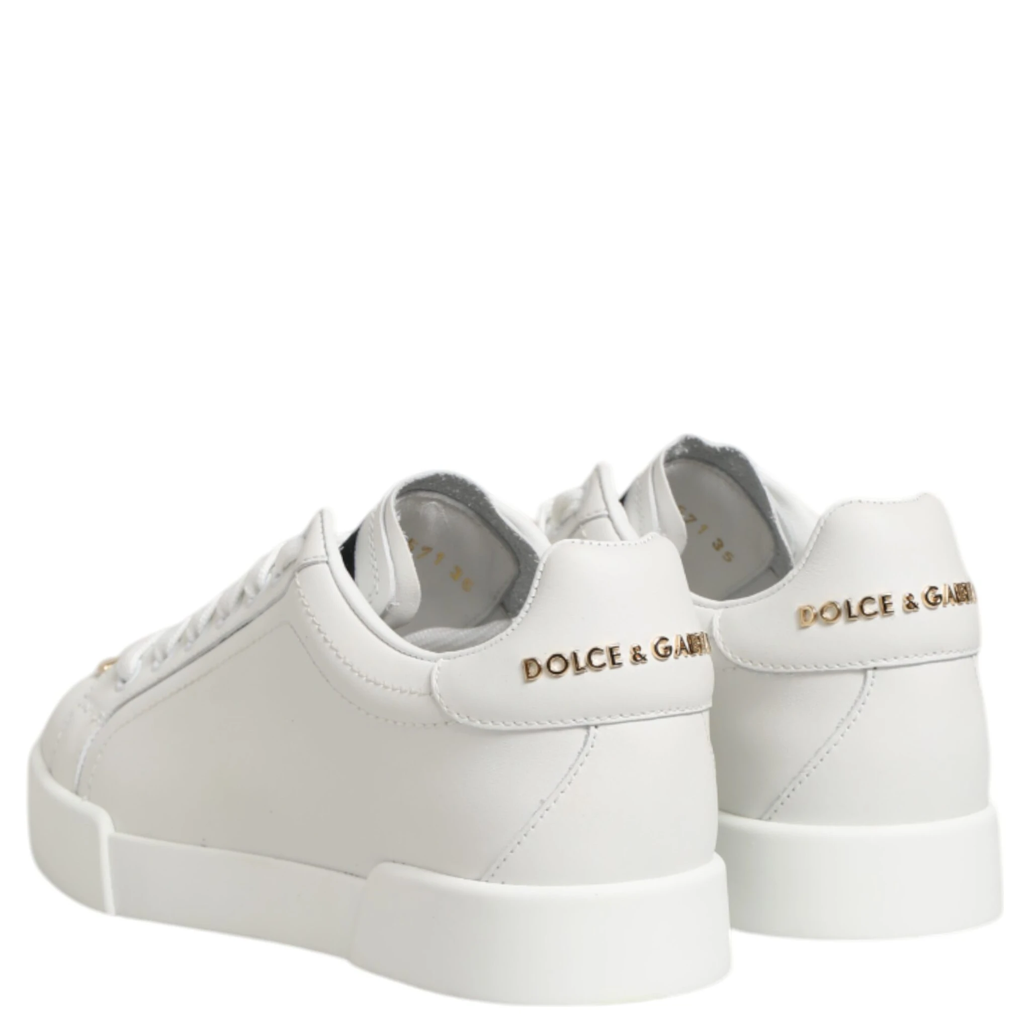 White DG Leather Low Top Sneakers Shoes