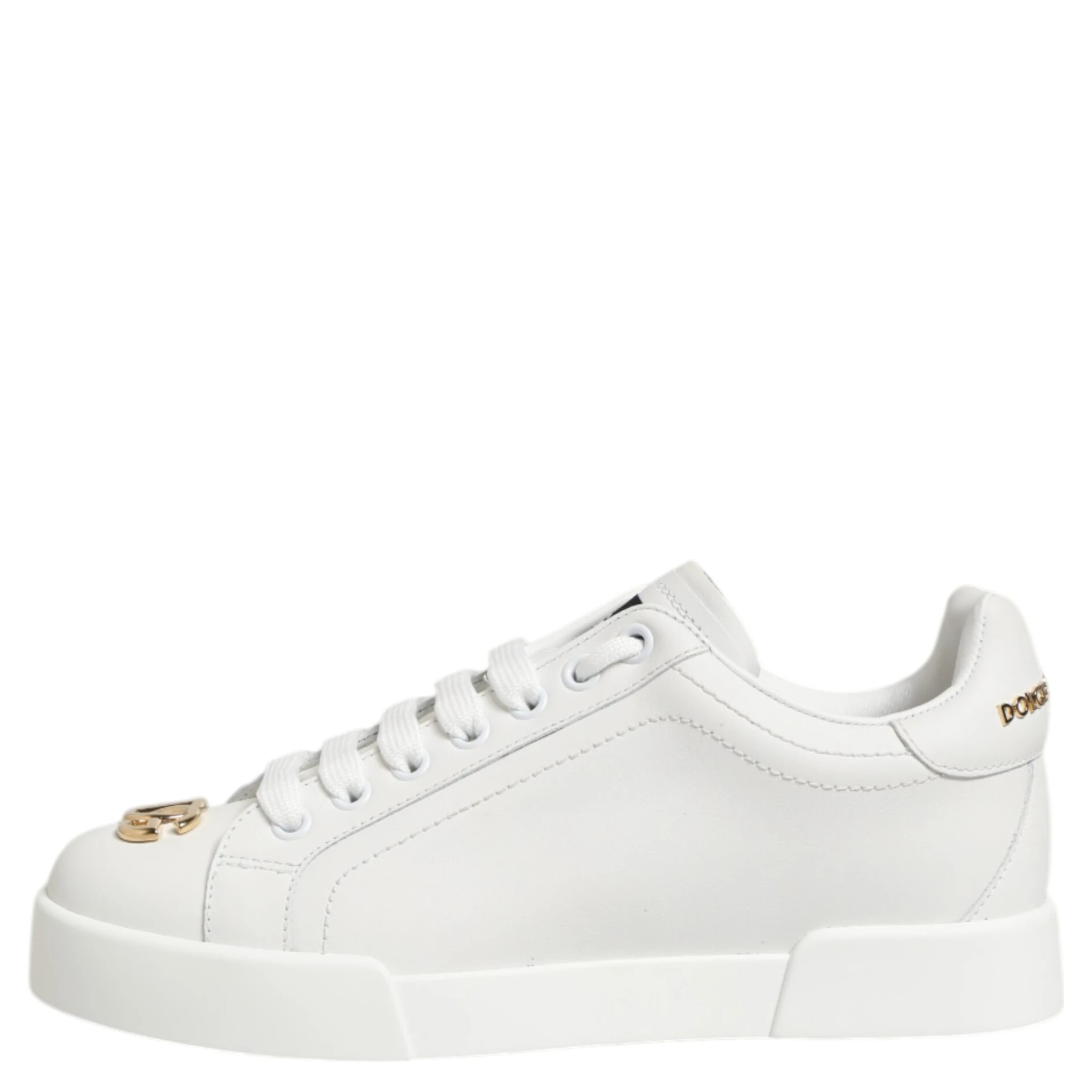 White DG Leather Low Top Sneakers Shoes
