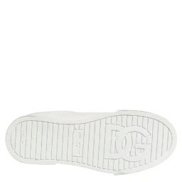 White DG Leather Low Top Sneakers Shoes
