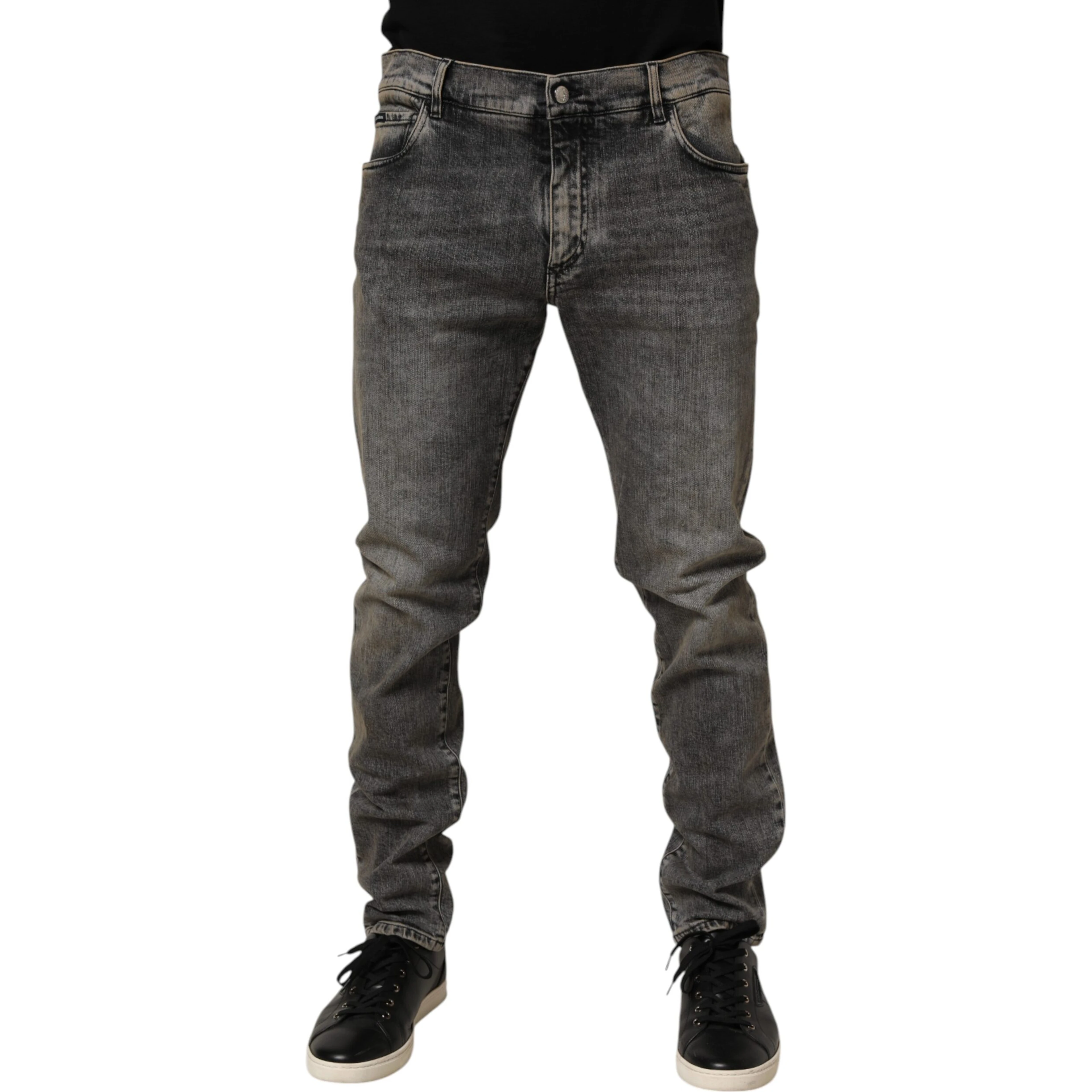 Gray Cotton Stretch Slim Fit Men Denim Jeans
