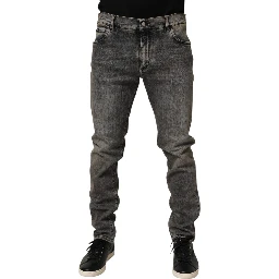 Gray Cotton Stretch Slim Fit Men Denim Jeans