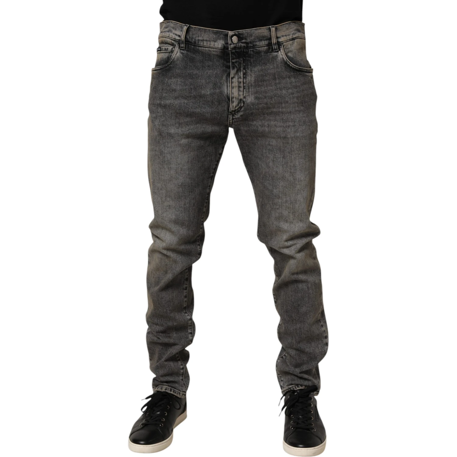 Gray Cotton Stretch Slim Fit Men Denim Jeans