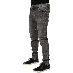 Gray Cotton Stretch Slim Fit Men Denim Jeans