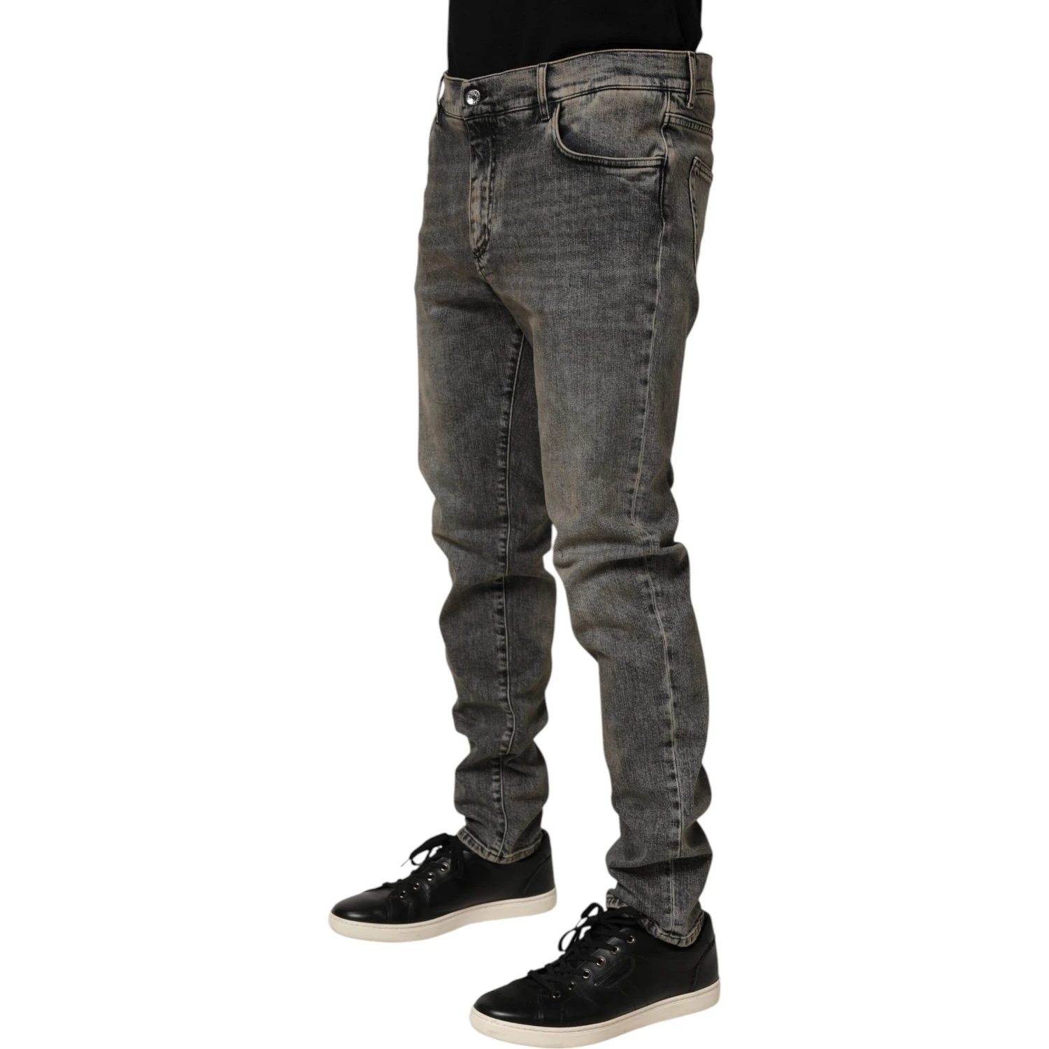 Gray Cotton Stretch Slim Fit Men Denim Jeans