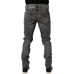 Gray Cotton Stretch Slim Fit Men Denim Jeans