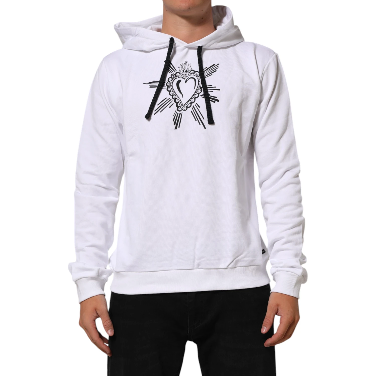White Sacred Heart Hooded Sweatshirt Sweater