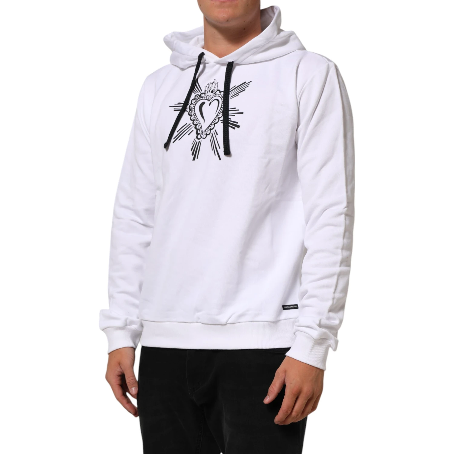 White Sacred Heart Hooded Sweatshirt Sweater