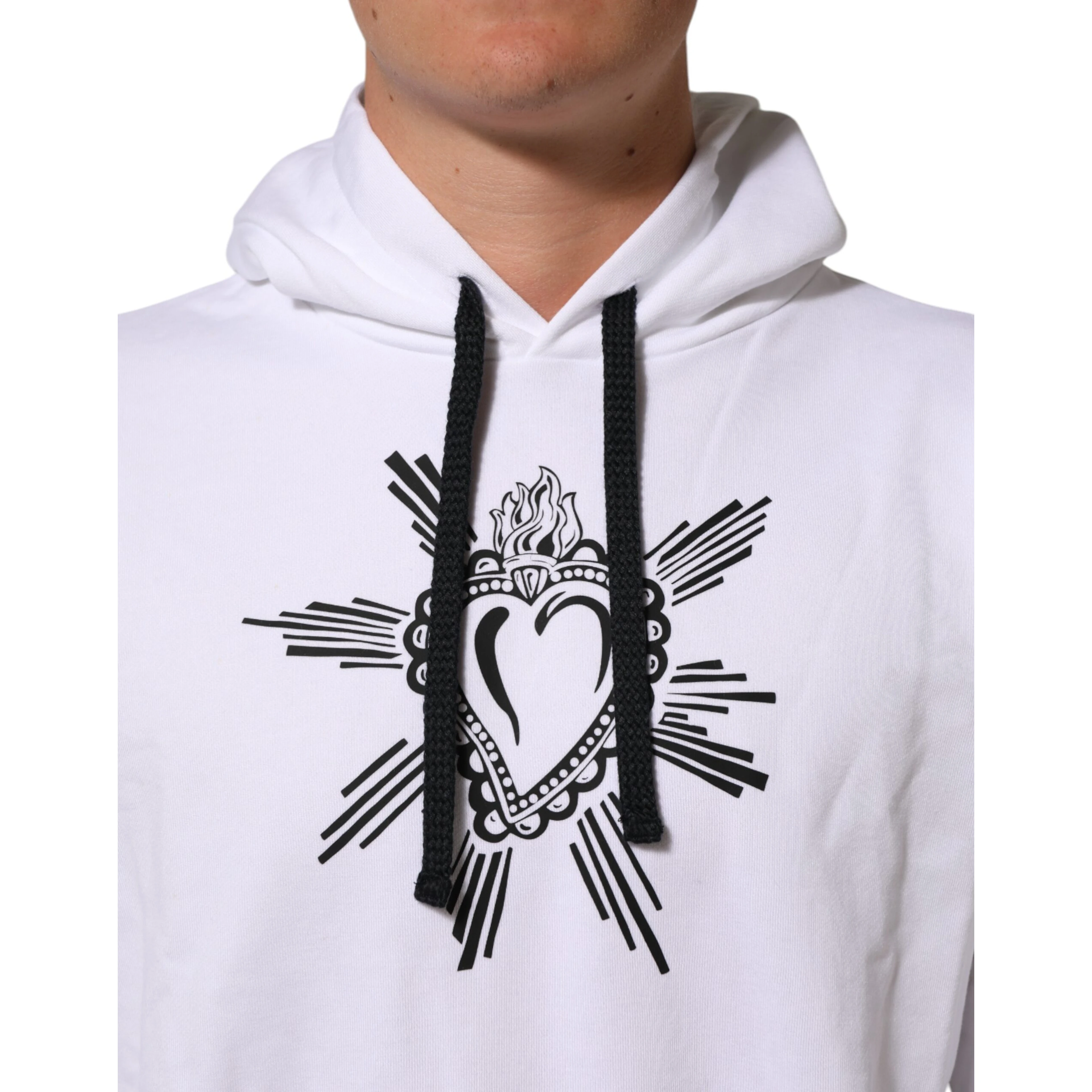 White Sacred Heart Hooded Sweatshirt Sweater