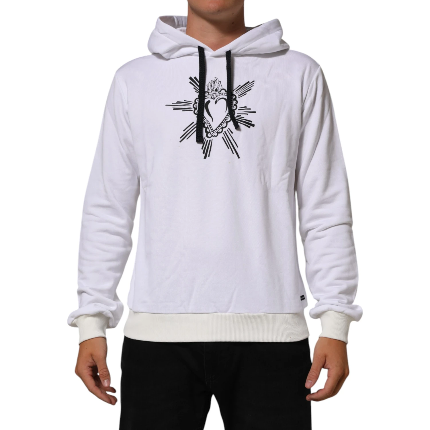 White Sacred Heart Hooded Sweatshirt Sweater