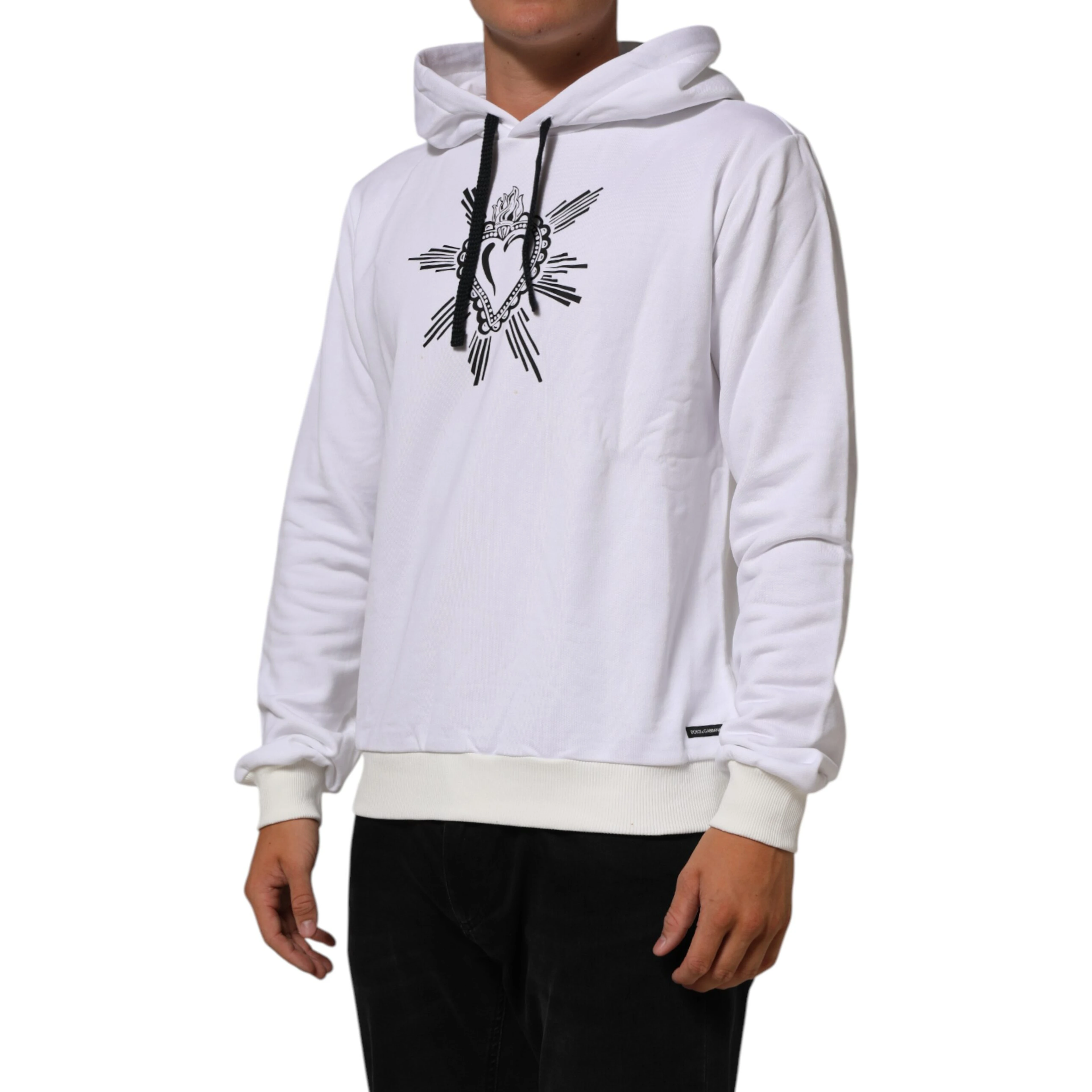 White Sacred Heart Hooded Sweatshirt Sweater
