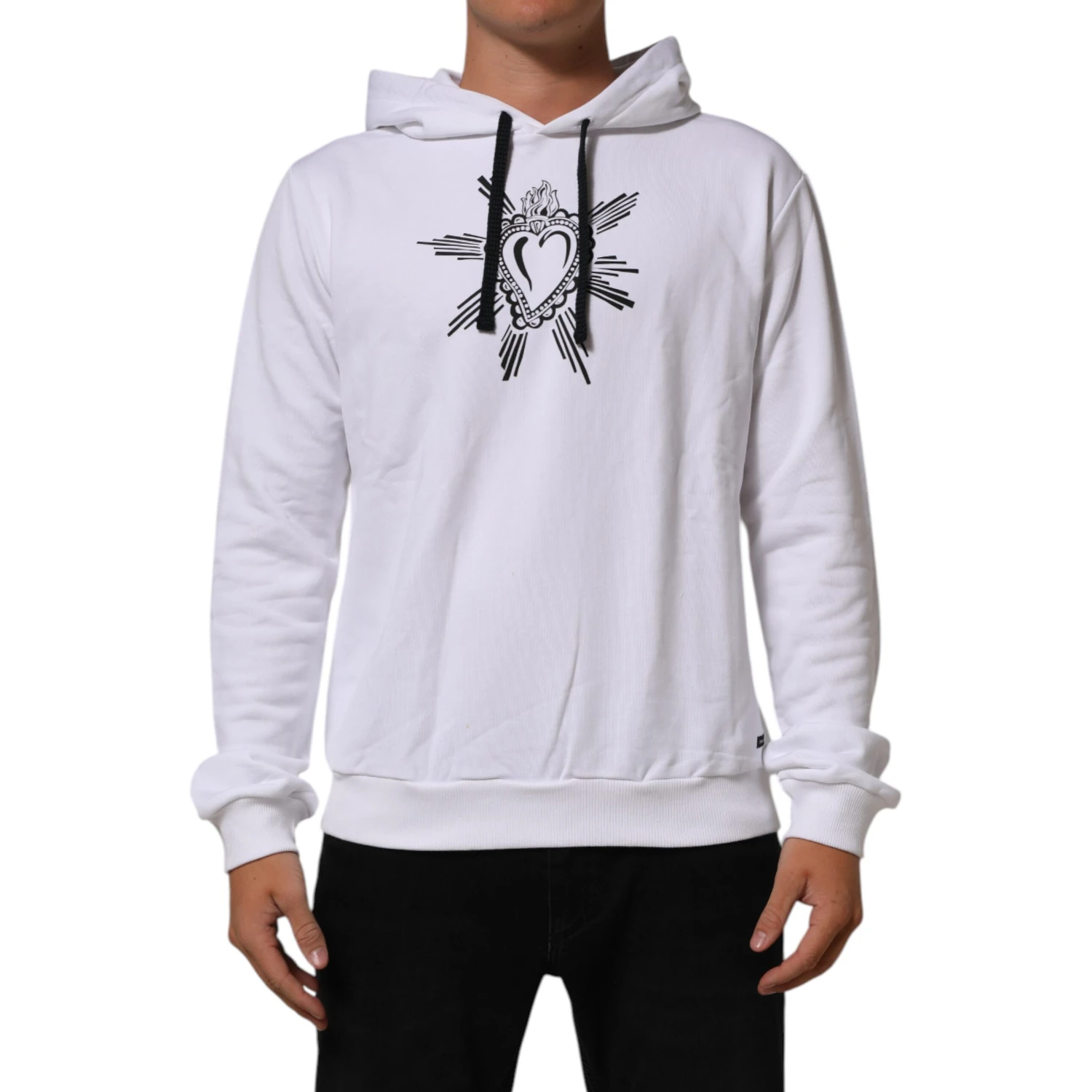 White Sacred Heart Hooded Sweatshirt Sweater