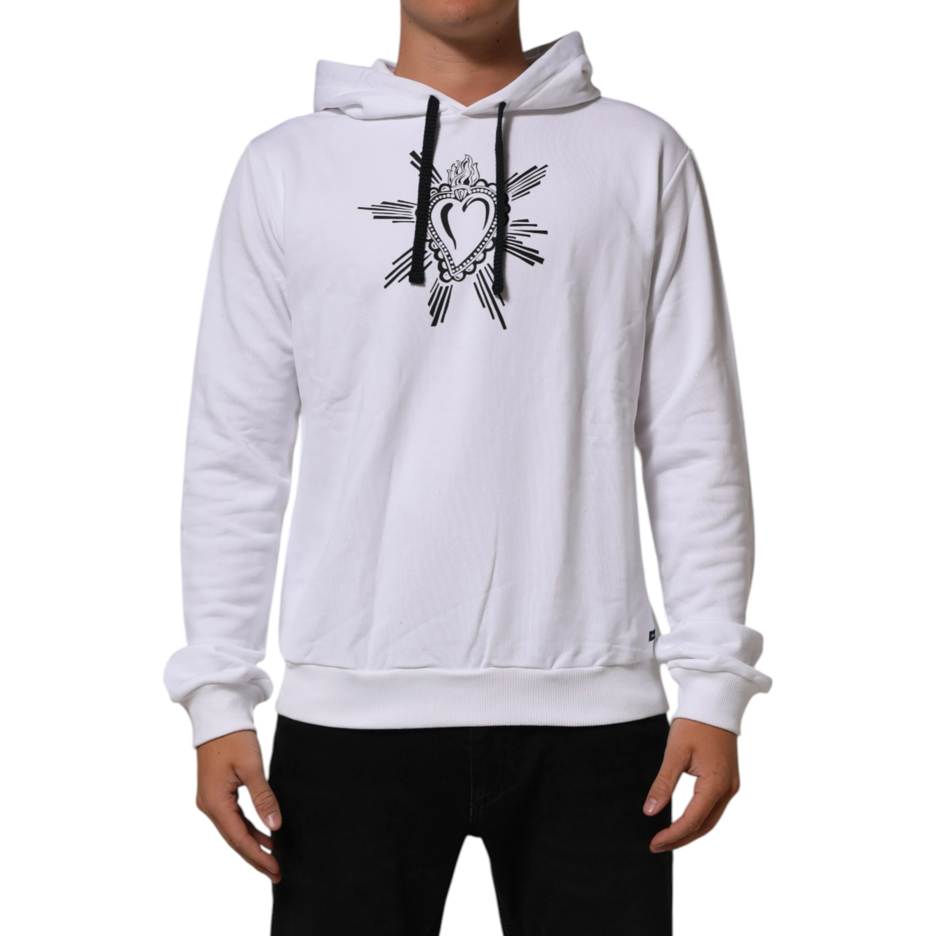 White Sacred Heart Hooded Sweatshirt Sweater