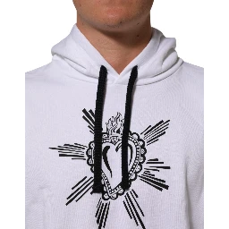 White Sacred Heart Hooded Sweatshirt Sweater