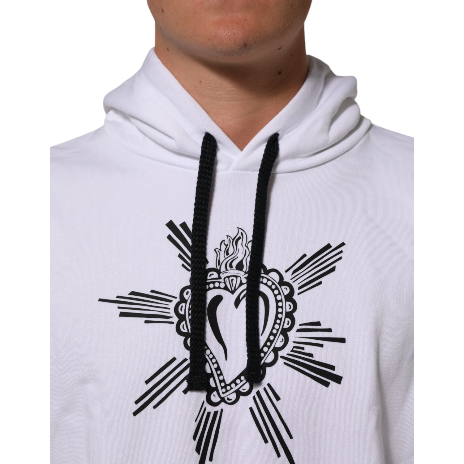 White Sacred Heart Hooded Sweatshirt Sweater