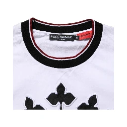 White Cotton Crown King Embroidery T-shirt