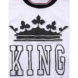 White Cotton Crown King Embroidery T-shirt