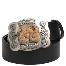 Black Leather Gothic Dragon Metal Buckle Belt