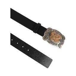 Black Leather Gothic Dragon Metal Buckle Belt