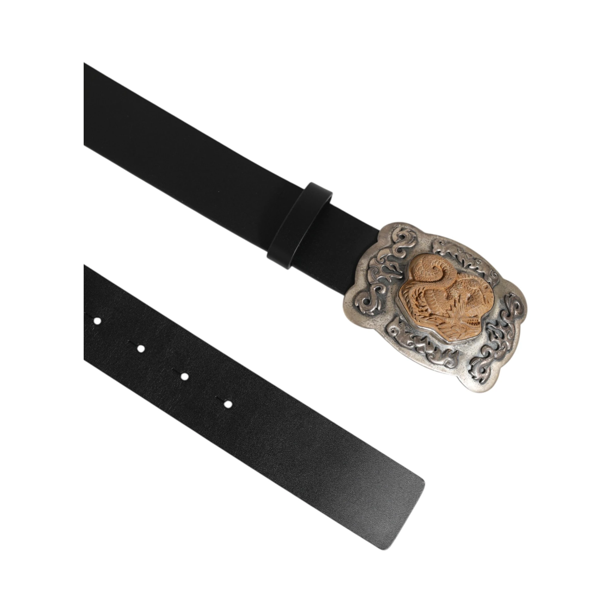 Black Leather Gothic Dragon Metal Buckle Belt