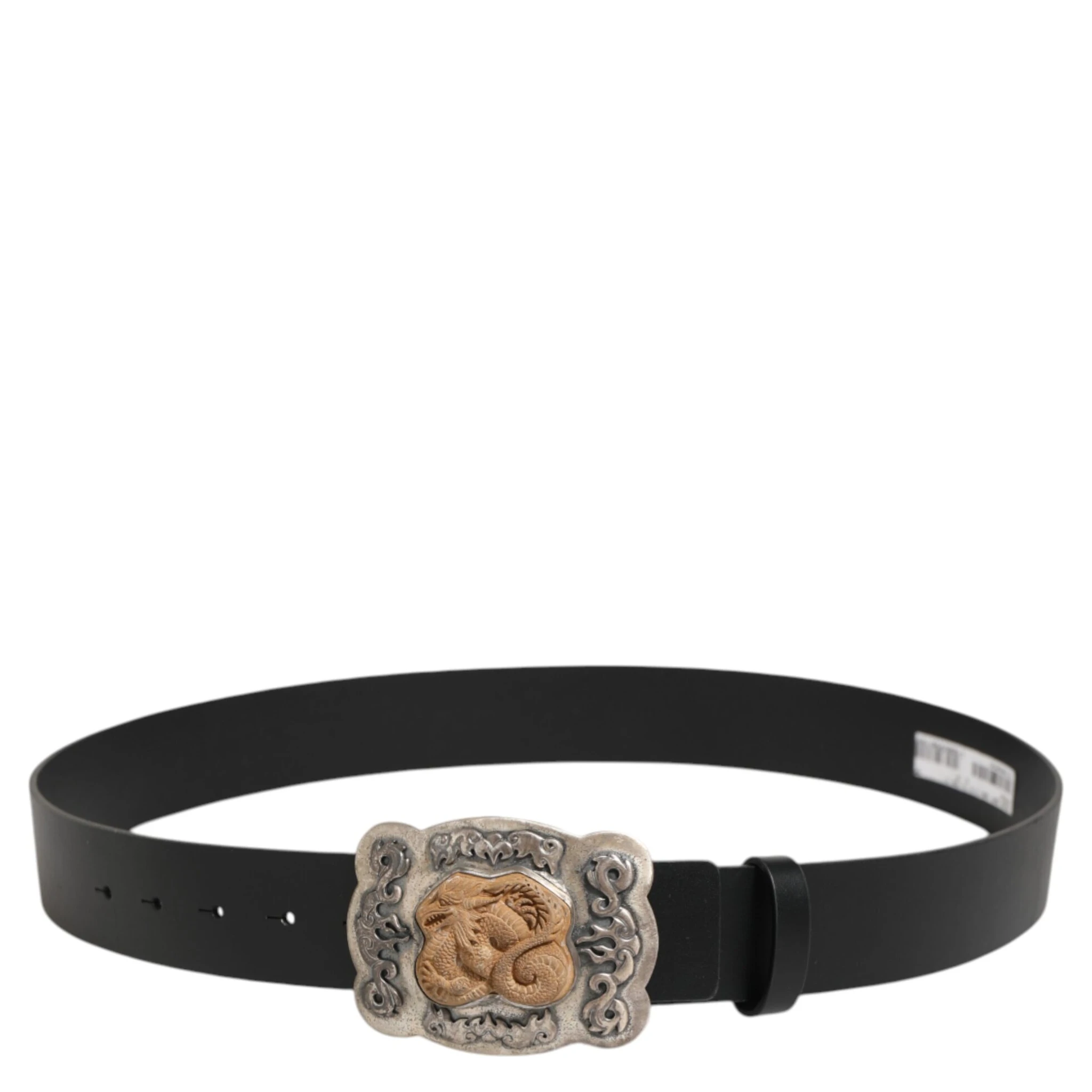 Black Leather Gothic Dragon Metal Buckle Belt