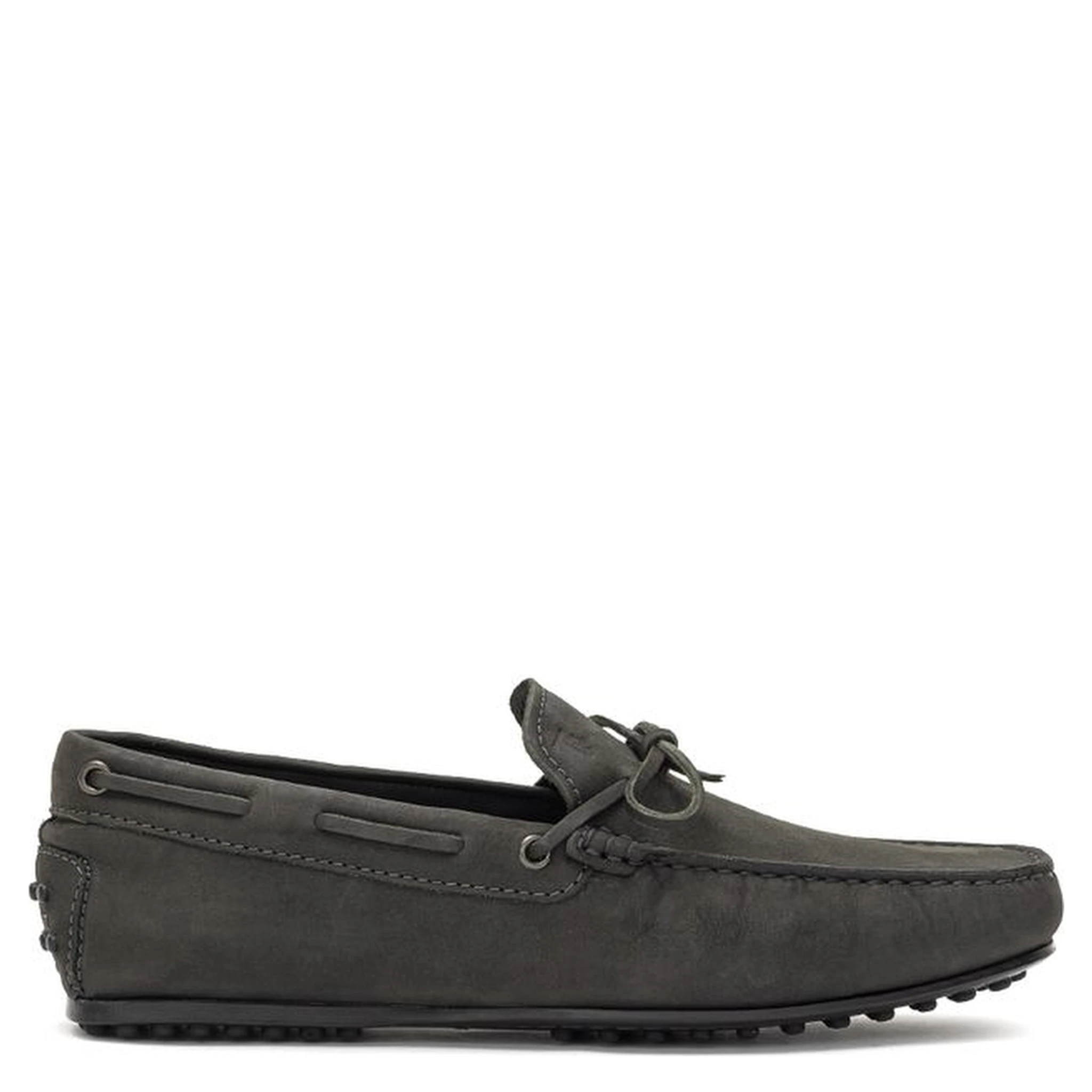 Gray Nubuc Leather Moccassin