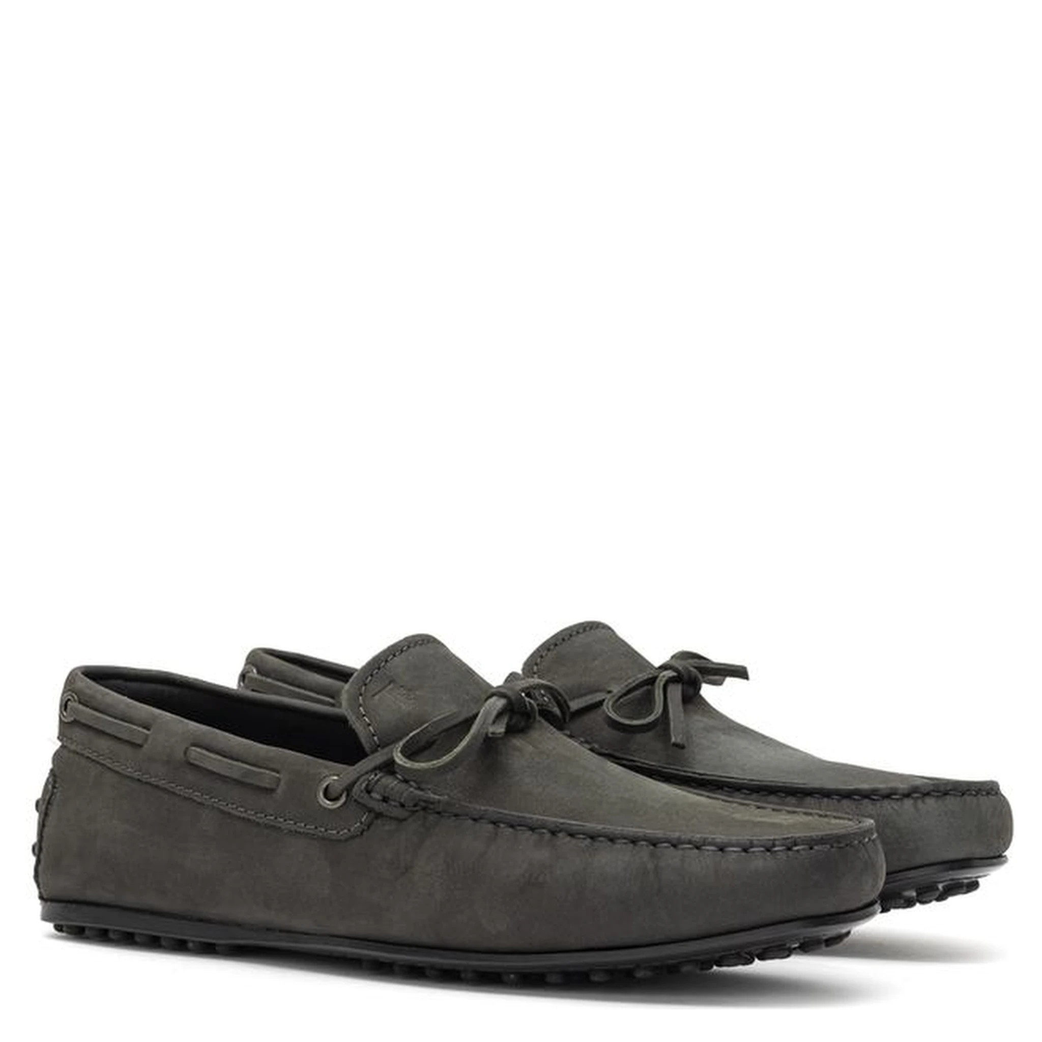 Gray Nubuc Leather Moccassin