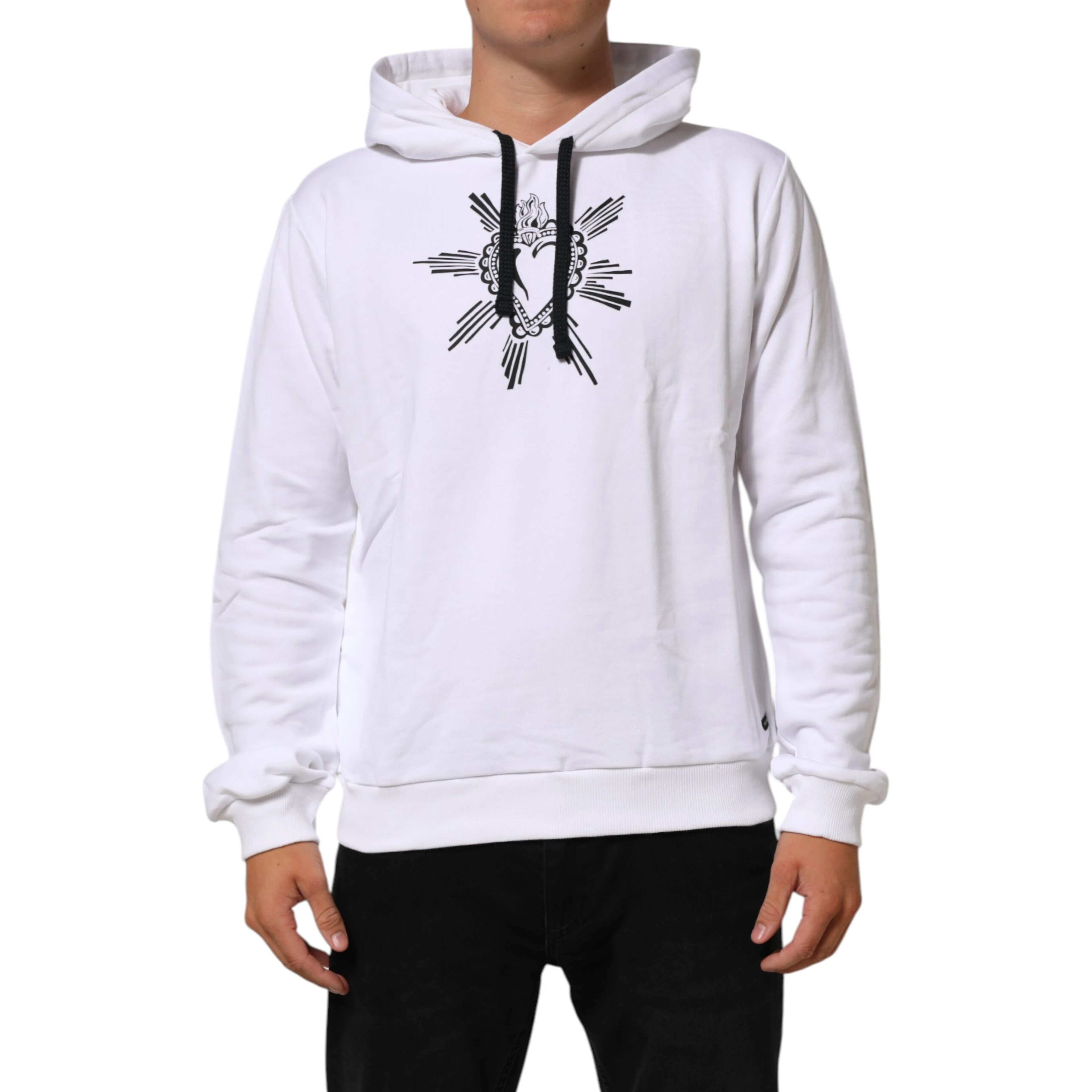 White Sacred Heart Hooded Sweatshirt Sweater