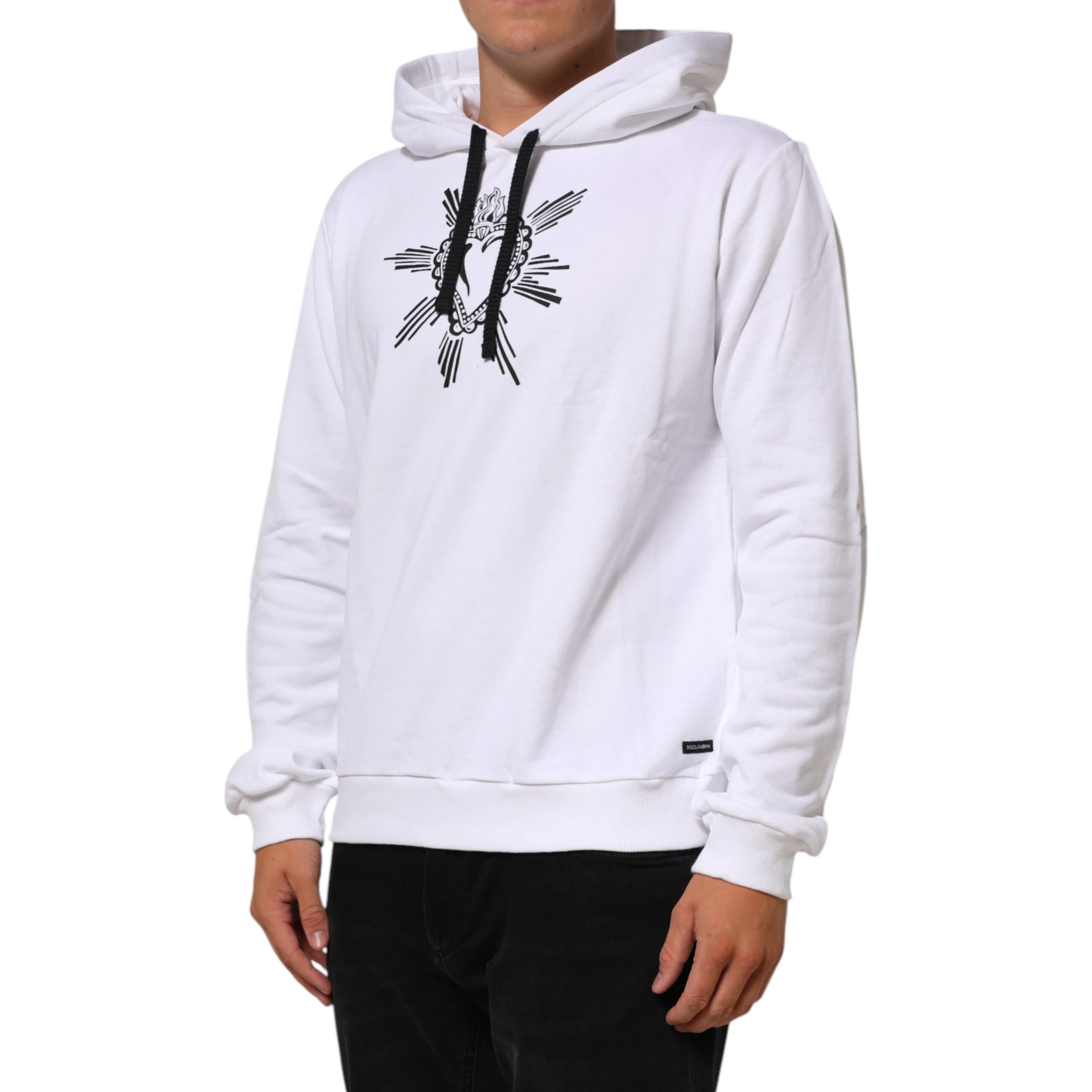White Sacred Heart Hooded Sweatshirt Sweater