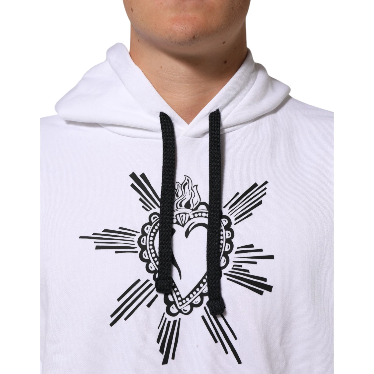 White Sacred Heart Hooded Sweatshirt Sweater