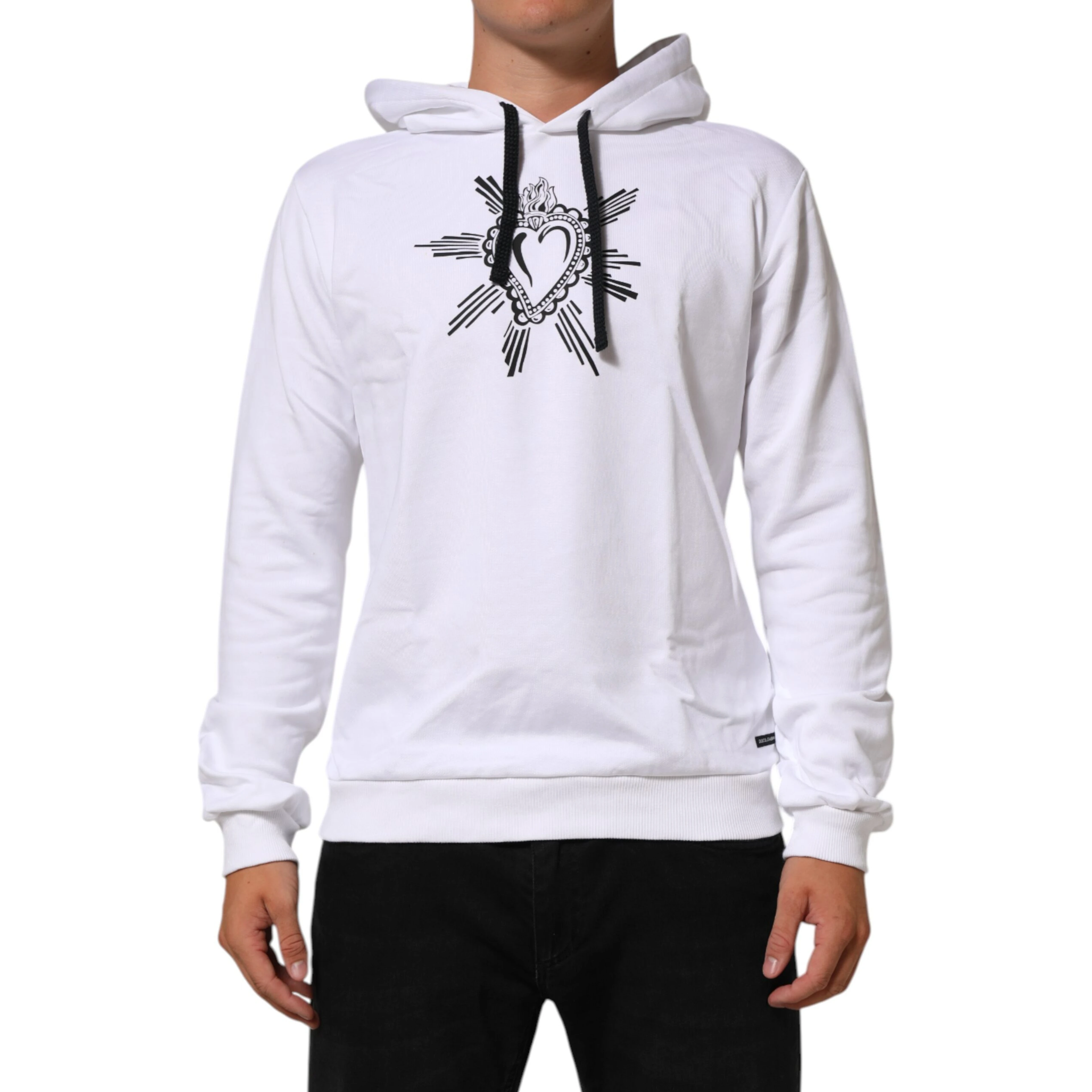 White Sacred Heart Hooded Sweatshirt Sweater