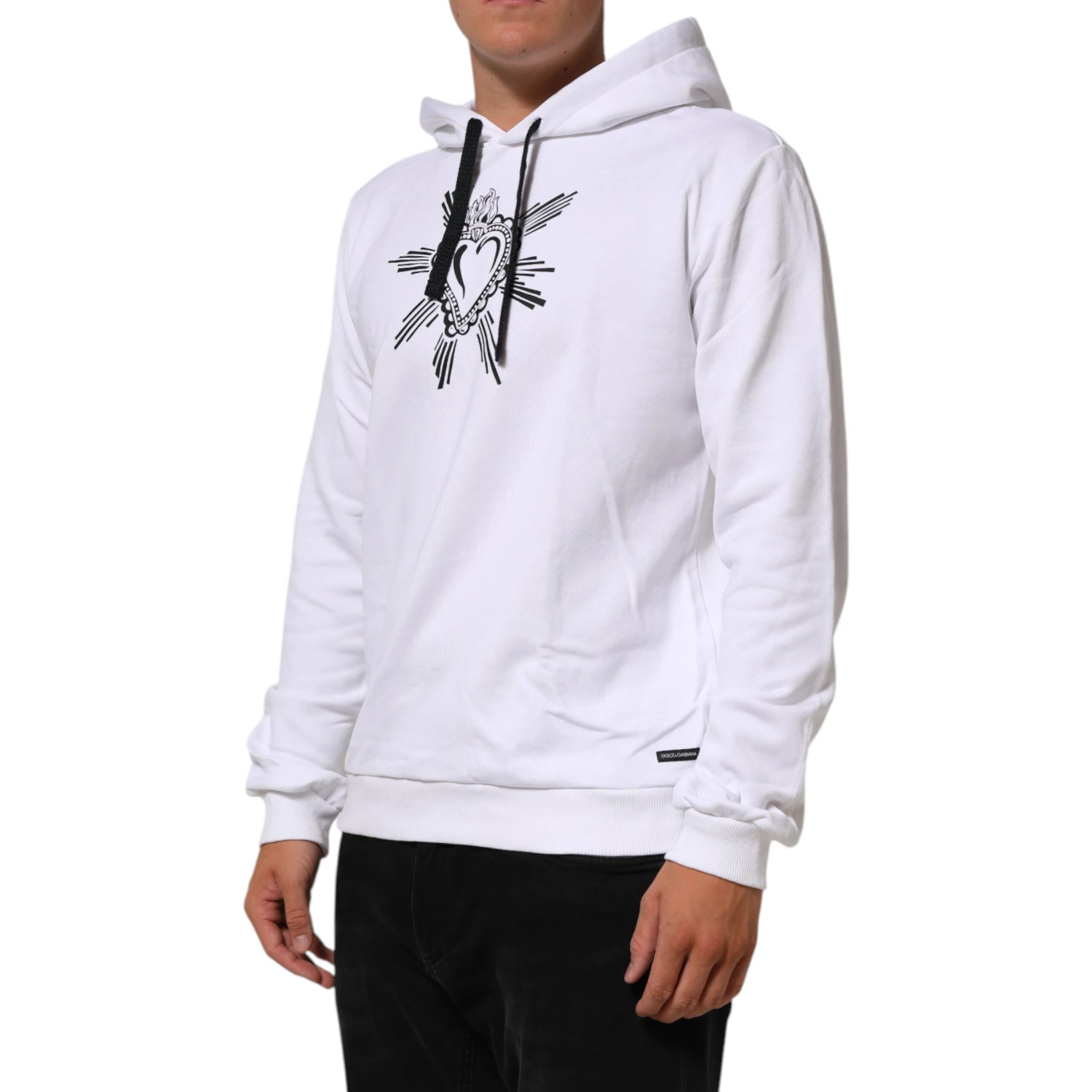 White Sacred Heart Hooded Sweatshirt Sweater