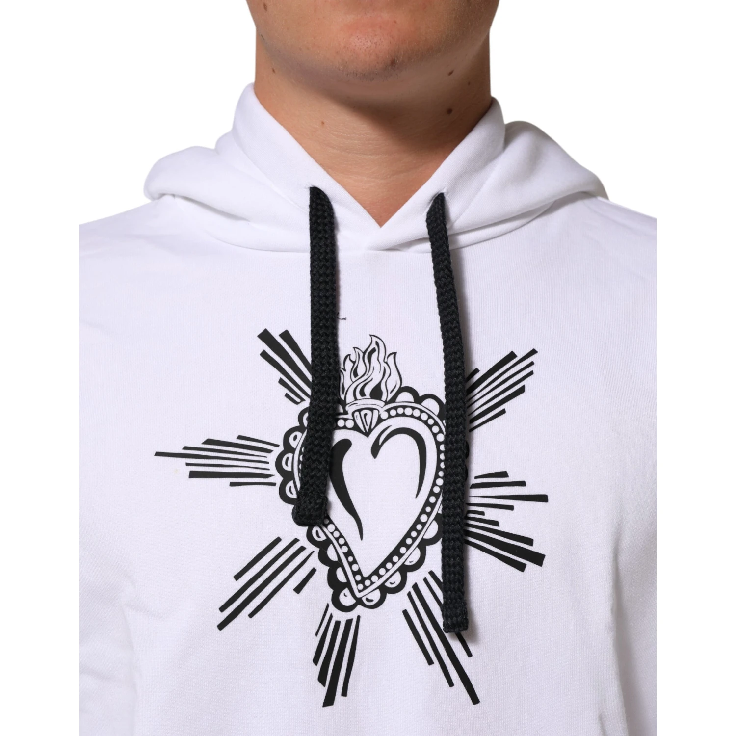 White Sacred Heart Hooded Sweatshirt Sweater