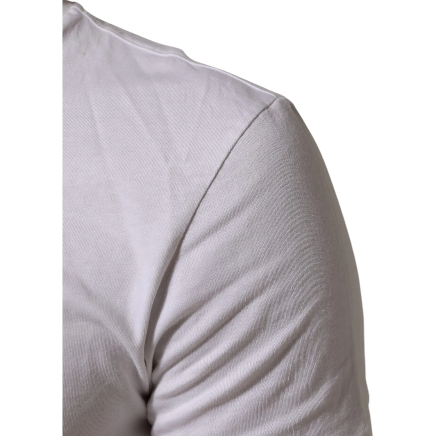 White Cotton Logo Print Crew Neck Men T-shirt