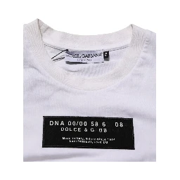 White Cotton Logo Print Crew Neck Men T-shirt