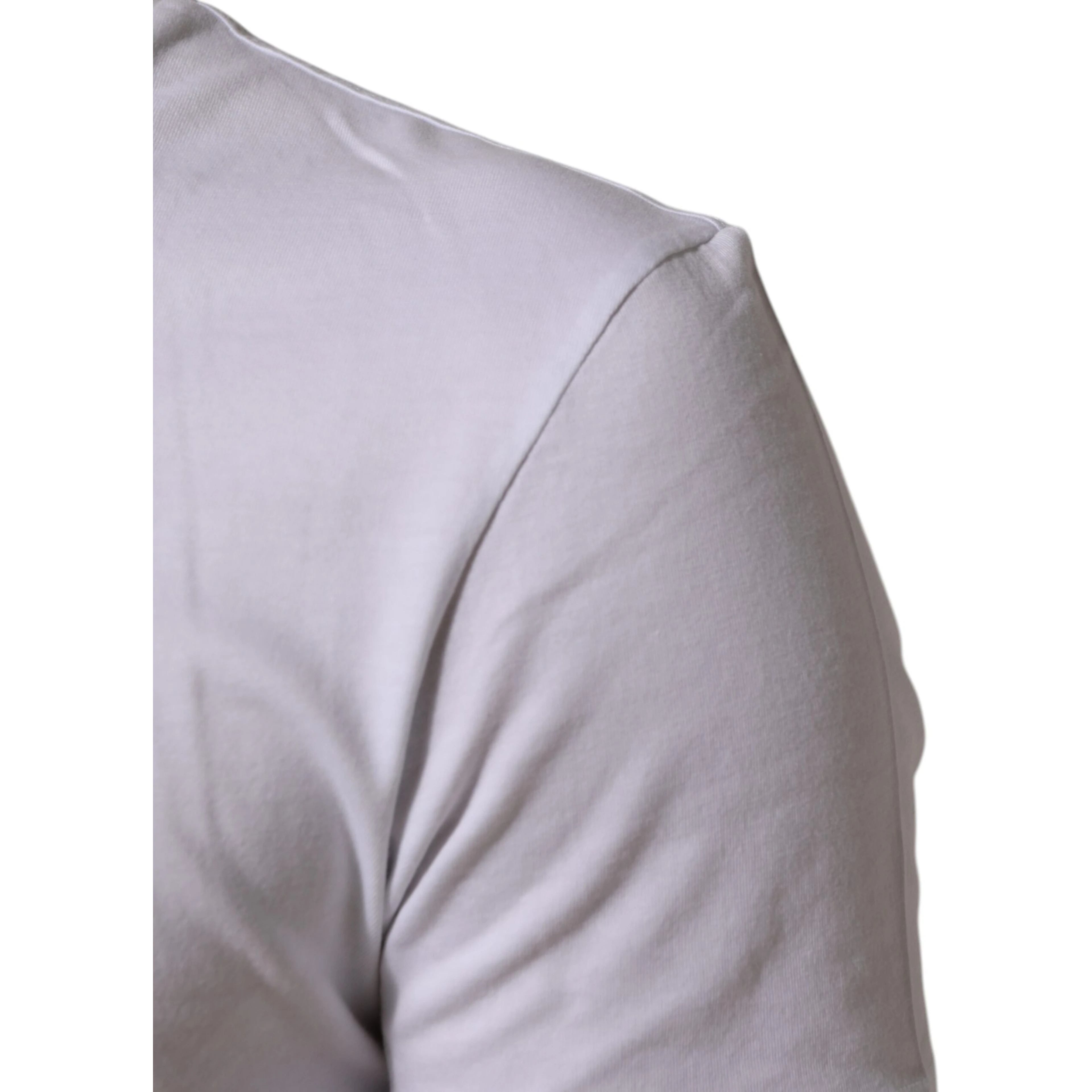 White Cotton Logo Print Crew Neck Men T-shirt