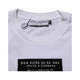 White Cotton Logo Print Crew Neck Men T-shirt