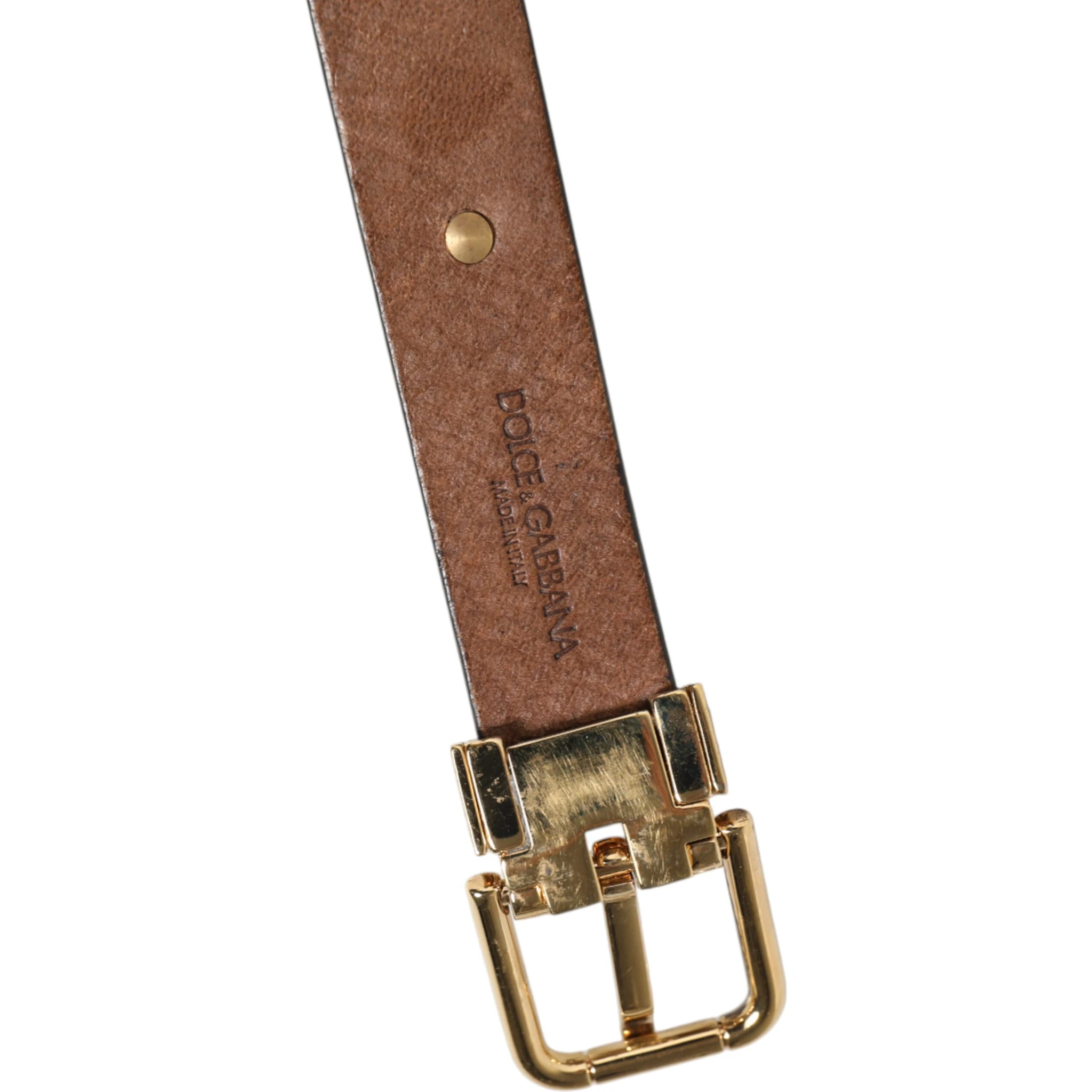 Brown Leather Gold Silver Coin Buckle Belt