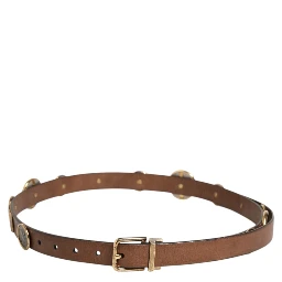 Brown Leather Gold Silver Coin Buckle Belt