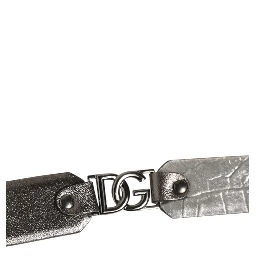Black Silver Pebbled Texture Leather Buckle Men Belt