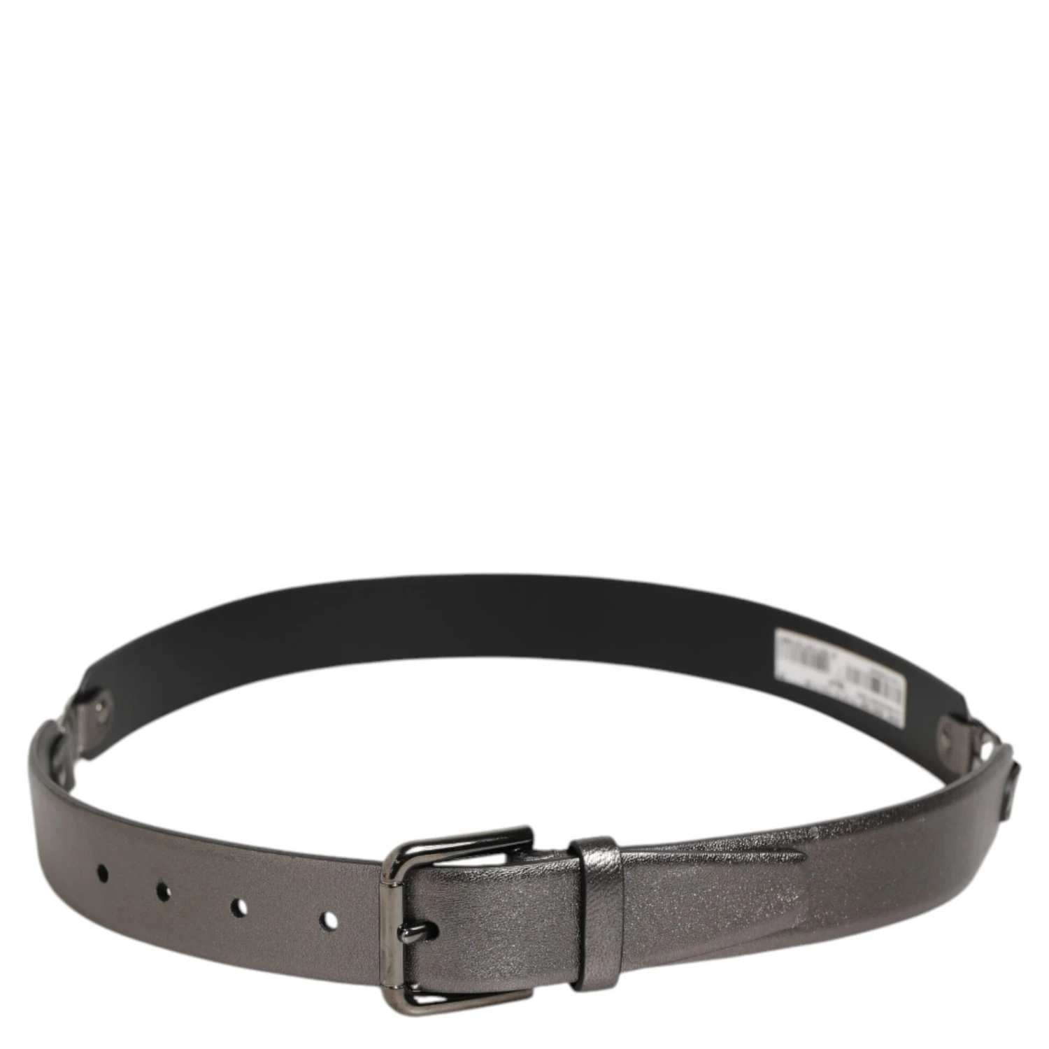 Black Silver Pebbled Texture Leather Buckle Men Belt