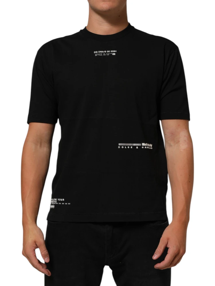 Black Statement Cotton Men Crew Neck T-shirt